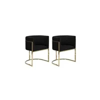 chaise pascal morabito lot de 2 chaises avec accoudoirs - velours et acier inoxydable - noir et doré - peria de