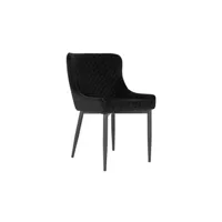 chaise maison et styles fauteuil repas 62,5x52x82 cm en velours noir - holden