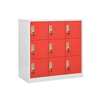 armoire de bureau vidaxl armoire à casiers gris clair et rouge 90x45x92,5 cm acier