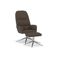 fauteuil de jardin vidaxl chaise de relaxation avec tabouret gris foncé similicuir daim