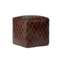 tabouret bas womo design womo-design pouf carré en cuir véritable nashville marron 40x40x40 cm rembourrage en flocons de coton tabouret fait à la main ottoman repose pied de