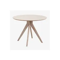 table à manger sklum table de salle à manger ronde en bois (ø100 cm) sekiz marron cendré clair 76 cm