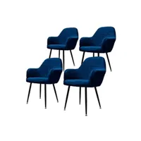 chaise non renseigné ecd germany lot de 4 chaises de salle à manger - bleu foncé - style rétro - assise