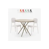 banc de jardin ahd amazing home design table ronde 80cm beige + 2 chaises design moderne berel