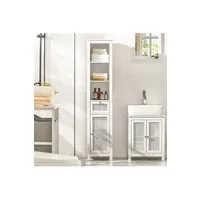 meuble de salle de bain sobuy bzr36-w meuble colonne de salle de bain armoire haute placard de rangement avec 1