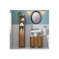 meuble de salle de bain sobuy bzr62-pf meuble colonne de salle de bain, armoire haute et etroite placard de