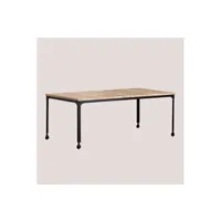 table de cuisine sklum table rectangulaire à roulettes en bois recyclé et acier (200x100 cm) nika noir