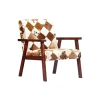 fauteuil de jardin vidaxl fauteuil blanc et marron cuir véritable de chèvre