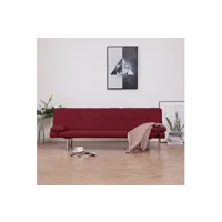 canapé droit vidaxl canapé-lit avec deux oreillers rouge bordeaux polyester