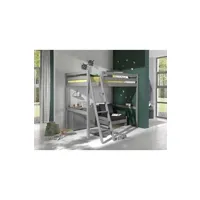 lit mezzanine vipack lit mezzanine pino 140x200cm gris + commode + fauteuil convertible en lit