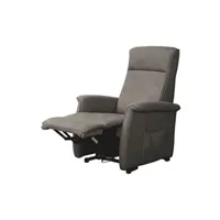 fauteuil de relaxation altobuy barrence - fauteuil relax et releveur electrique tissu aspect cuir marron grisé -