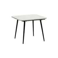 table d'appoint altobuy sacha - bout de canapé 55 x 55 cm métal noir plateau marbre blanc -