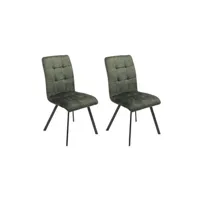 chaise altobuy john - lot de 2 chaises capitonnées vert -