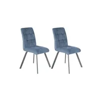 chaise altobuy john - lot de 2 chaises capitonnées bleu gris -