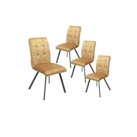 chaise altobuy john - lot de 4 chaises capitonnées jaune -