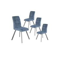 chaise altobuy john - lot de 4 chaises capitonnées bleu gris -
