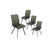 chaise altobuy john - lot de 4 chaises capitonnées vert -