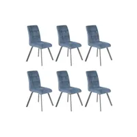 chaise altobuy john - lot de 6 chaises capitonnées bleu gris -