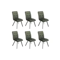 chaise altobuy john - lot de 6 chaises capitonnées vert -
