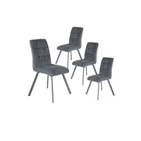 chaise altobuy john - lot de 4 chaises capitonnées gris -