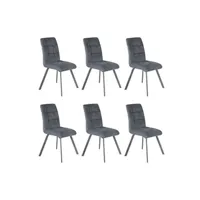chaise altobuy john - lot de 6 chaises capitonnées gris -