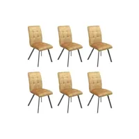 chaise altobuy john - lot de 6 chaises capitonnées jaune -