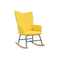 rocking chair vidaxl chaise à bascule avec tabouret jaune moutarde tissu