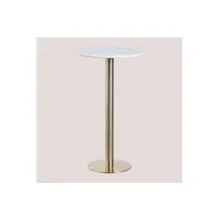 table à manger sklum table haute de bar ronde en marbre (ø60 cm) cosmopolitan or champagne 104 cm