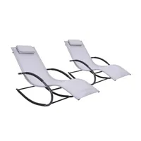 chaise longue - transat vente-unique.com lot de 2 bains de soleil - gris clair - lombok de mylia