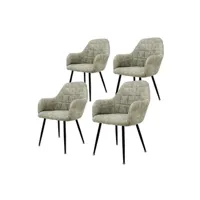 chaise ecd germany lot de 4 chaises de salle à manger - assise siège rembourrée en velours - structure en métal - fauteuil avec accoudoirs - chaise de salon - chaises
