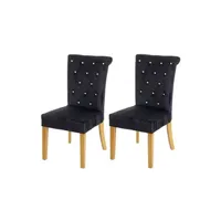 chaise mendler 2x chaise de salle à manger hwc-d22, velours clouté noir, pieds couleur or