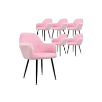 chaise ecd germany 6x chaise salle à manger cuisine en velours fauteuil siège rembourré rétro rose