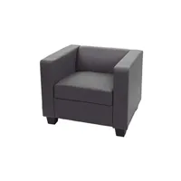 fauteuil de salon mendler fauteuil lounge lille similicuir, gris foncé