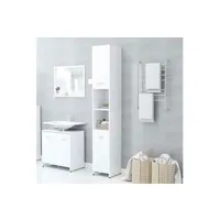meuble de salle de bain vidaxl armoire de salle de bain blanc 30x30x183,5 cm aggloméré