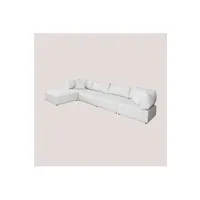 canapé d'angle sklum canapé modulable 4 pièces avec 2 fauteuils d'angle et pouf kata beige crème 75 cm