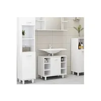 meuble de salle de bain vidaxl armoire de salle de bain blanc brillant 60x32x53,5 cm aggloméré