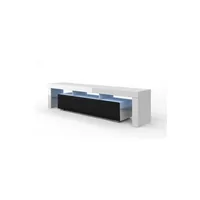 meubles tv bim furniture commode moderne 190 cm blanc noir avec led