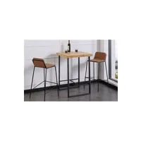 table haute pegane table haute coloris chêne nordique / pieds noir, longueur 70 x largeur 70 x hauteur 100 cm