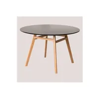 table à manger sklum table de salle à manger ronde en mdf et bois de hêtre scand nordic noir ø120 cm 76 cm