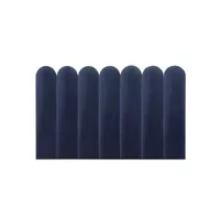 tête de lit vente-unique panneaux muraux tête de lit - 210 cm - velours - bleu - japi de pascal morabito