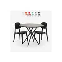 banc de jardin ahd amazing home design table ronde de 80 cm noir + 2 chaises design berel black