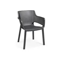 chaise de jardin keter lots de 6 fauteuils monoblocs - empilables en resine de synthese - forme cabriolet - finition 3d mesh -co - allibert by -