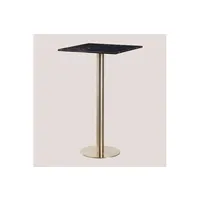 table à manger sklum table haute de bar carrée en marbre (60x60 cm) cosmopolitan or champagne 105,5 cm