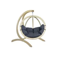 hamac extérieur amazonas - ensemble fauteuil suspendu globo chair avec support anthracite - coussin imperméable