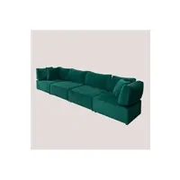 canapé d'angle sklum canapé modulable 4 pièces avec 2 fauteuils d'angle en velours kata vert jungle 75 cm