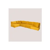 canapé d'angle sklum canapé d'angle modulable 5 pièces en velours kata moutarde 75 cm