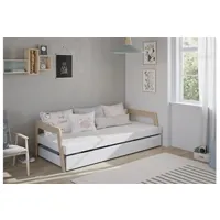 lit enfant avec tiroirs en mdf et pin coloris blanc - longueur 208,80 x profondeur 102 x hauteur 59,50 cm--