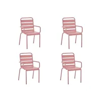 table de jardin generique lot de 4 fauteuils de jardin - acier - rose