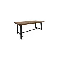 table de jardin sweeek table intérieur/extérieur en bois foncé effet noyer et acier galvanisé noir fortaleza 190cm 6-8 places