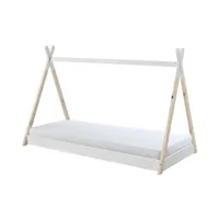 lit enfant vipack lit tipi blanc-naturel avec matelas